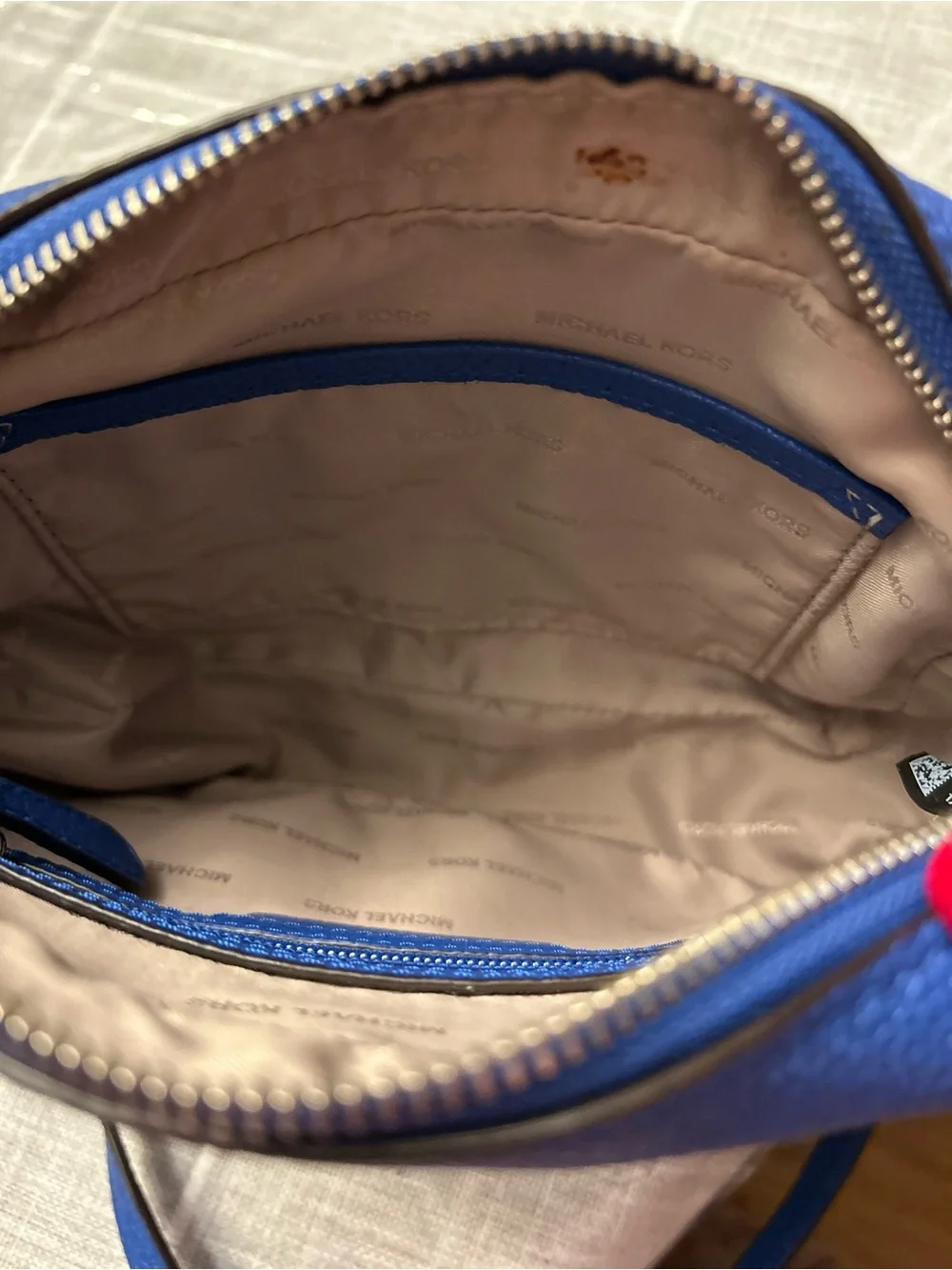 Michael Kors Leather Blue Crossbody Bag with Chain Strap